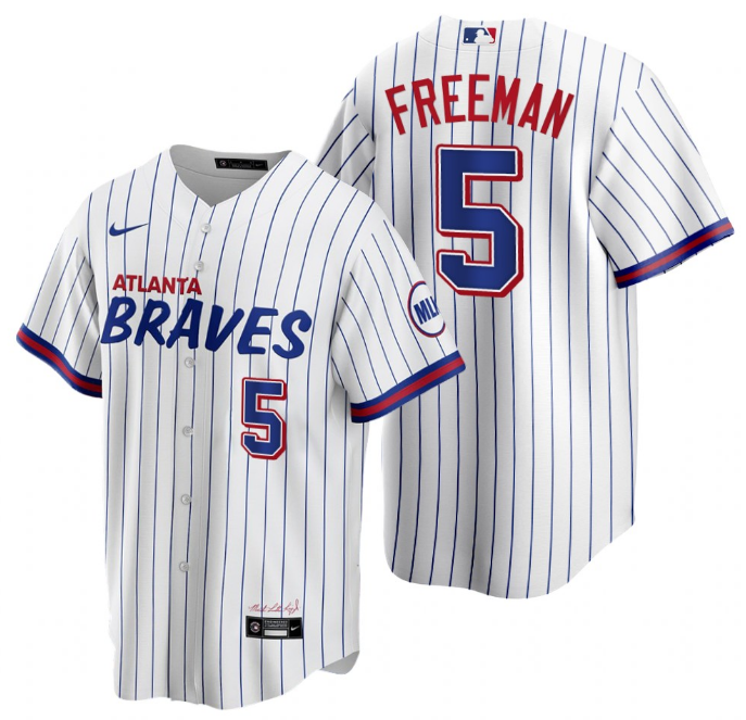 Men's Atlanta Braves #5 Freddie Freeman 2021 White City Connect Stitched Jersey Men's Atlanta Braves #5 Freddie Freeman 2021 White City Connect Stitched Jersey